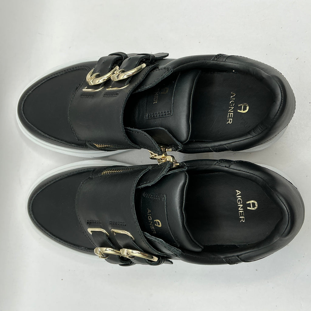 Aigner, Black Leather Trainers