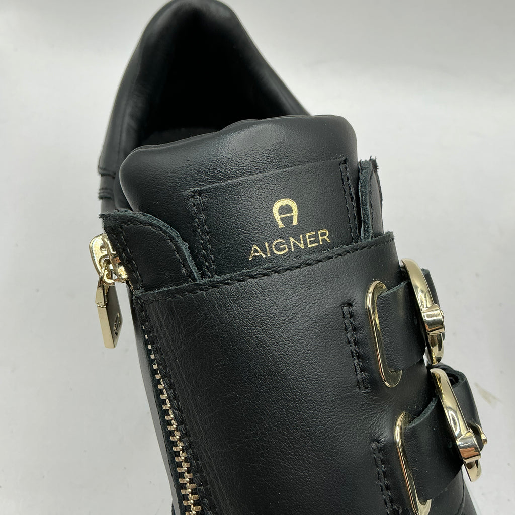 Aigner, Black Leather Trainers