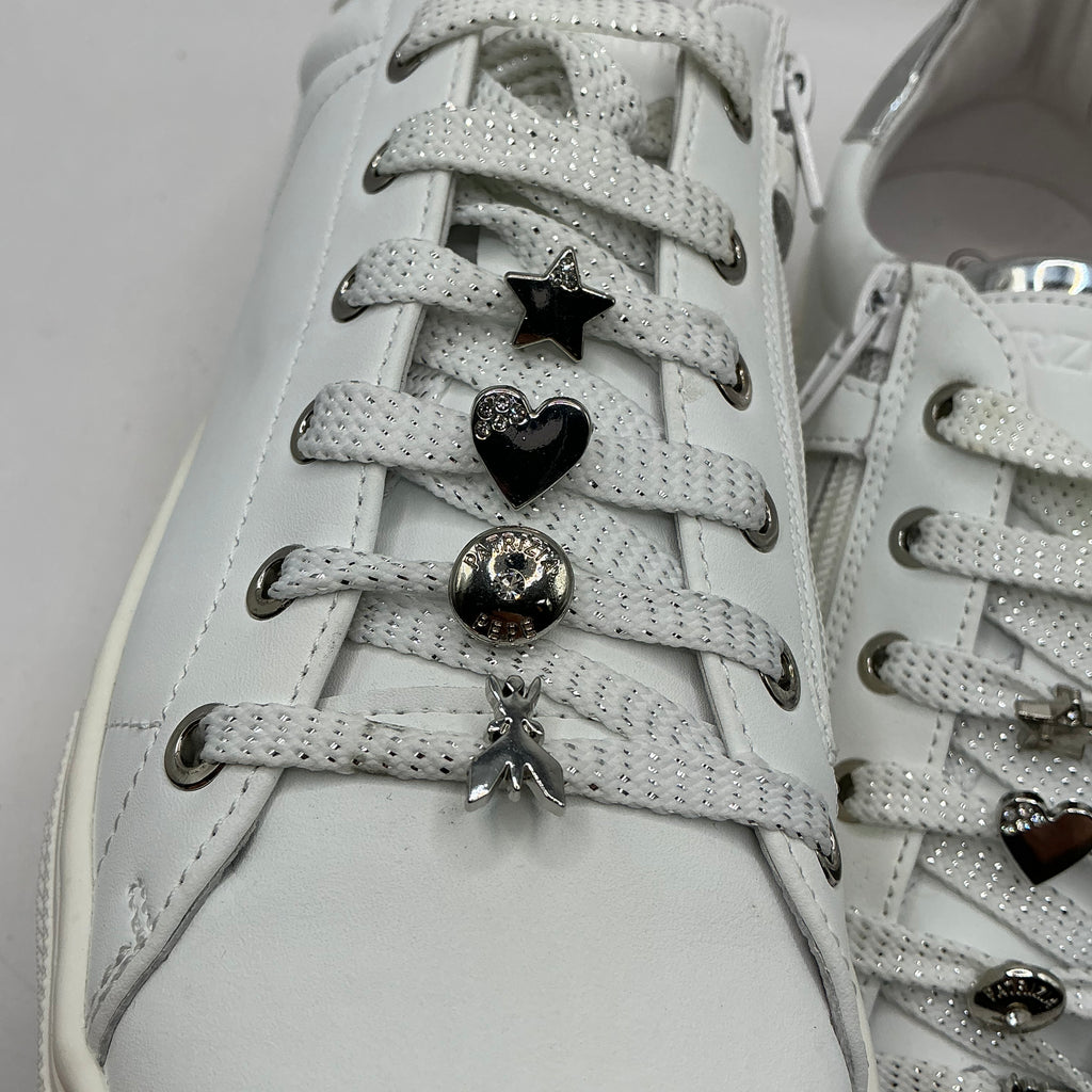 Patrizia Pepe white leather trainers with lace charms