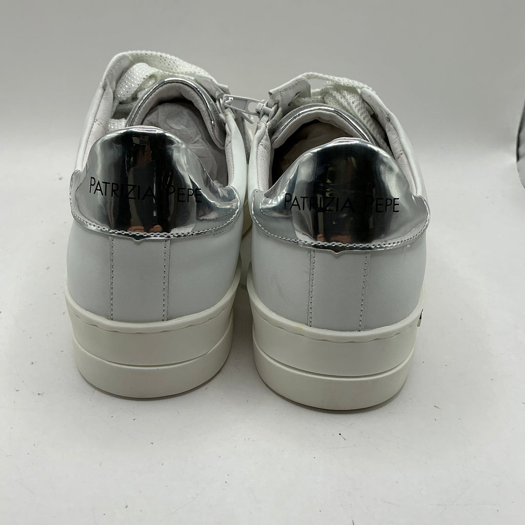 Patrizia Pepe white leather trainers with lace charms