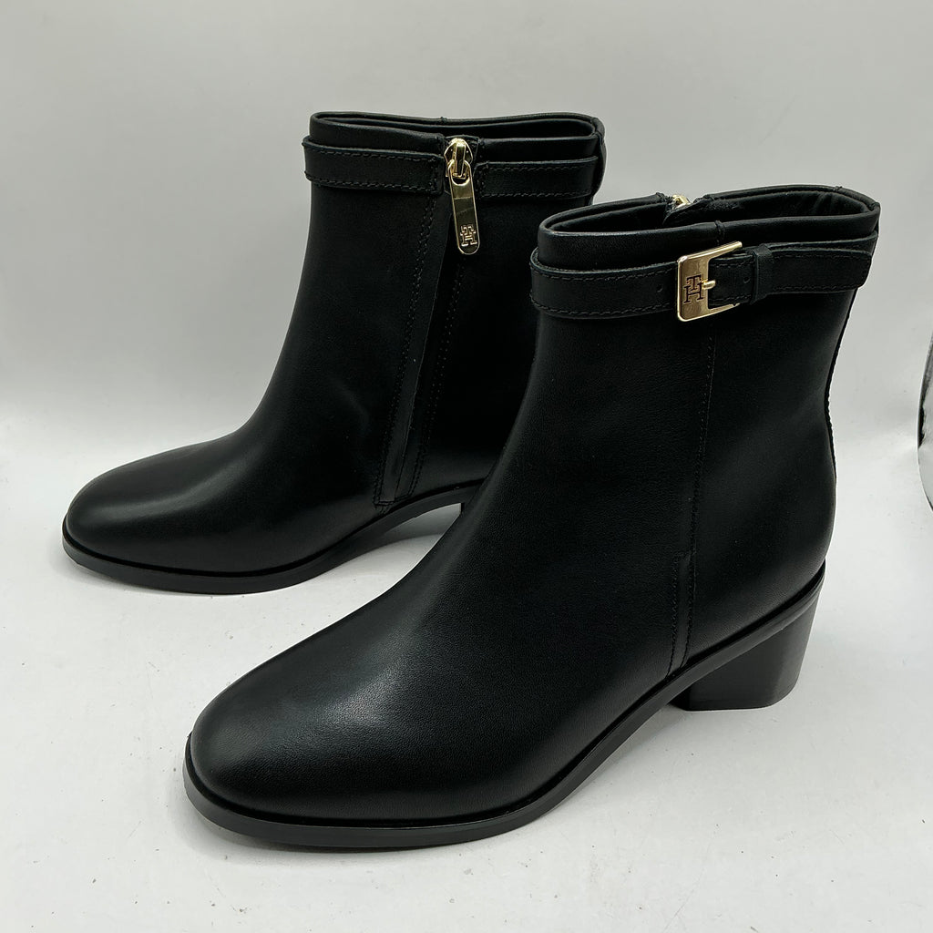 Tommy Hilfiger buckle riding mid heel boots