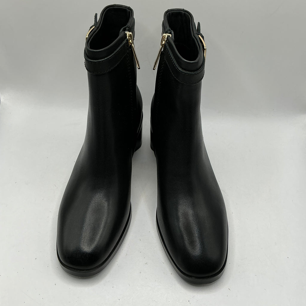 Tommy Hilfiger buckle riding mid heel boots