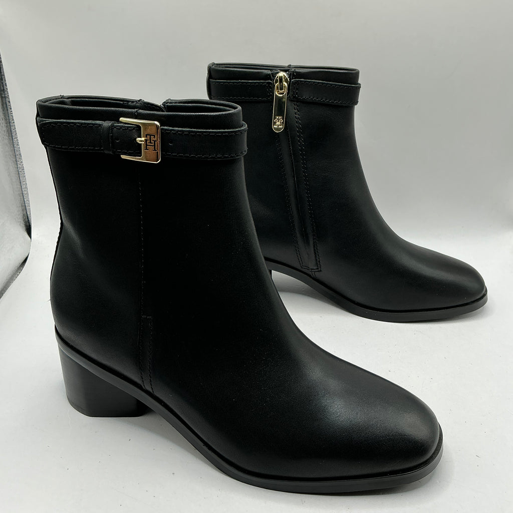 Tommy Hilfiger buckle riding mid heel boots