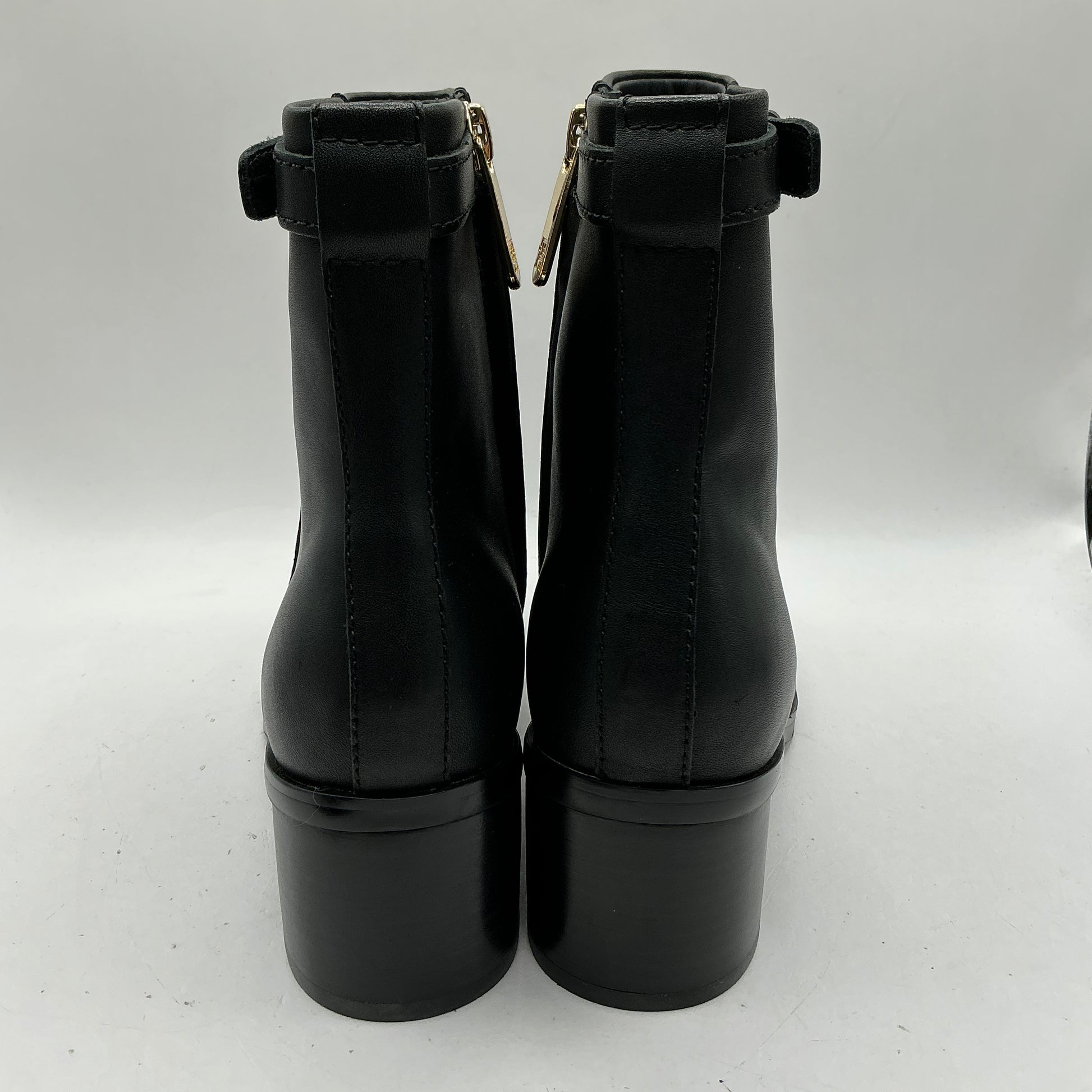 Tommy Hilfiger buckle riding mid heel boots