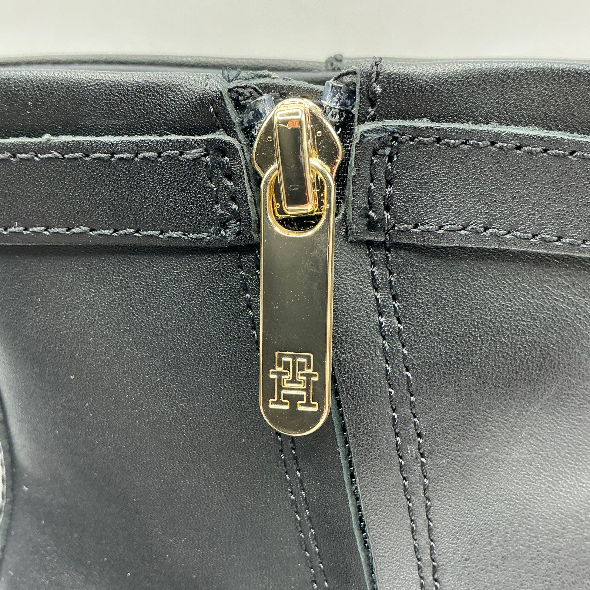 Tommy Hilfiger buckle riding mid heel boots