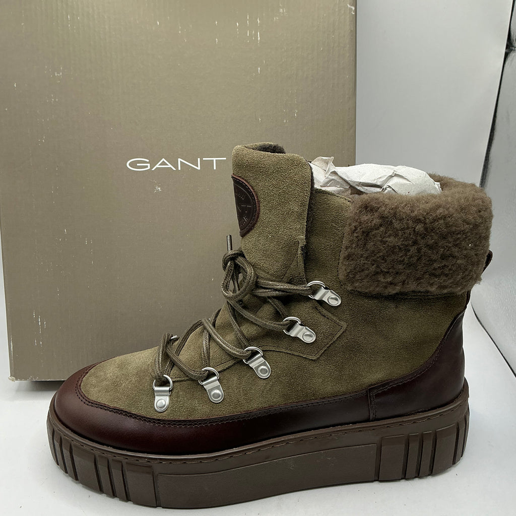 Gant, Snowmont leather and suede olive green boots