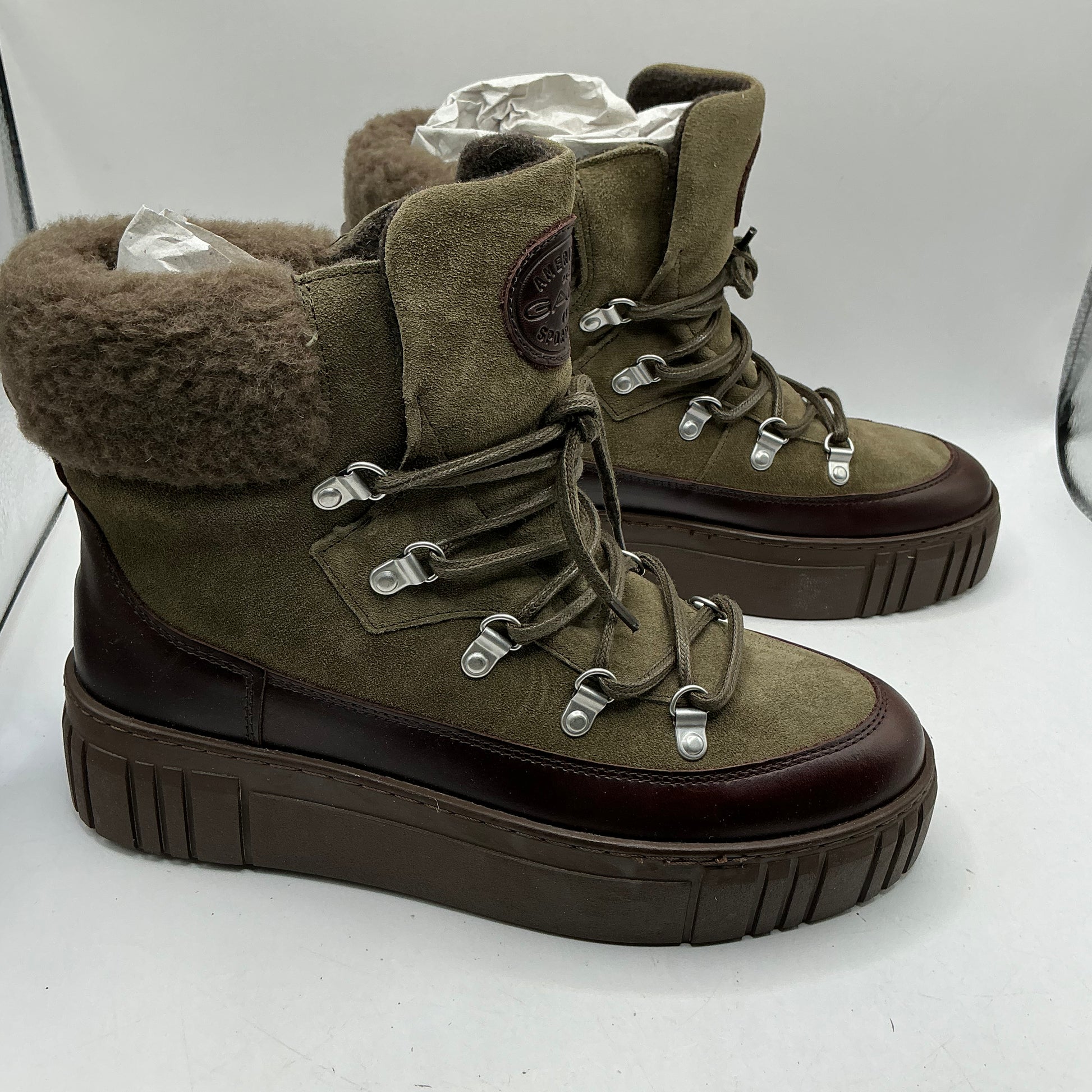 Gant, Snowmont leather and suede olive green boots