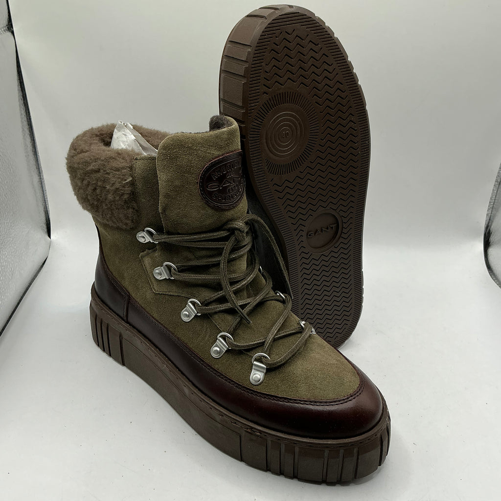 Gant, Snowmont leather and suede olive green boots
