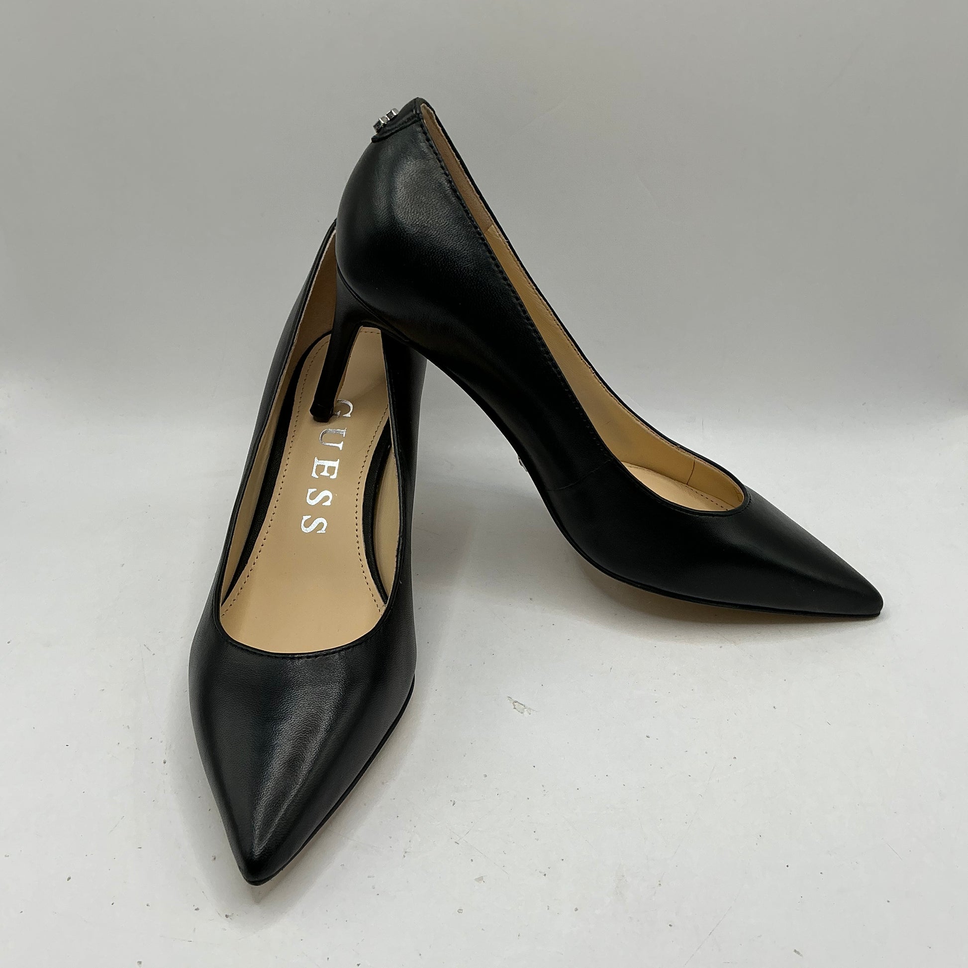 Guess black leather court shoes stilettos