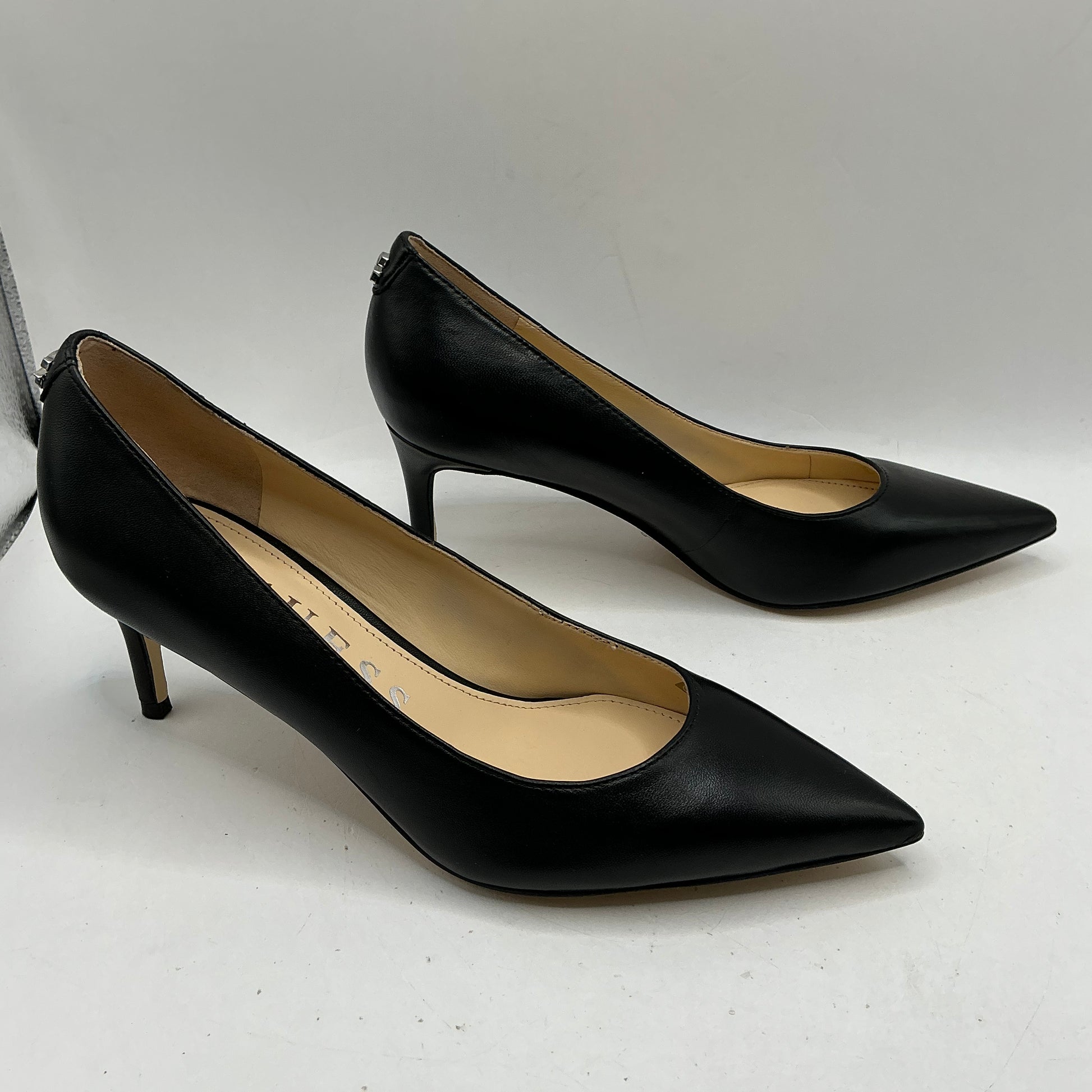 Guess black leather court shoes stilettos