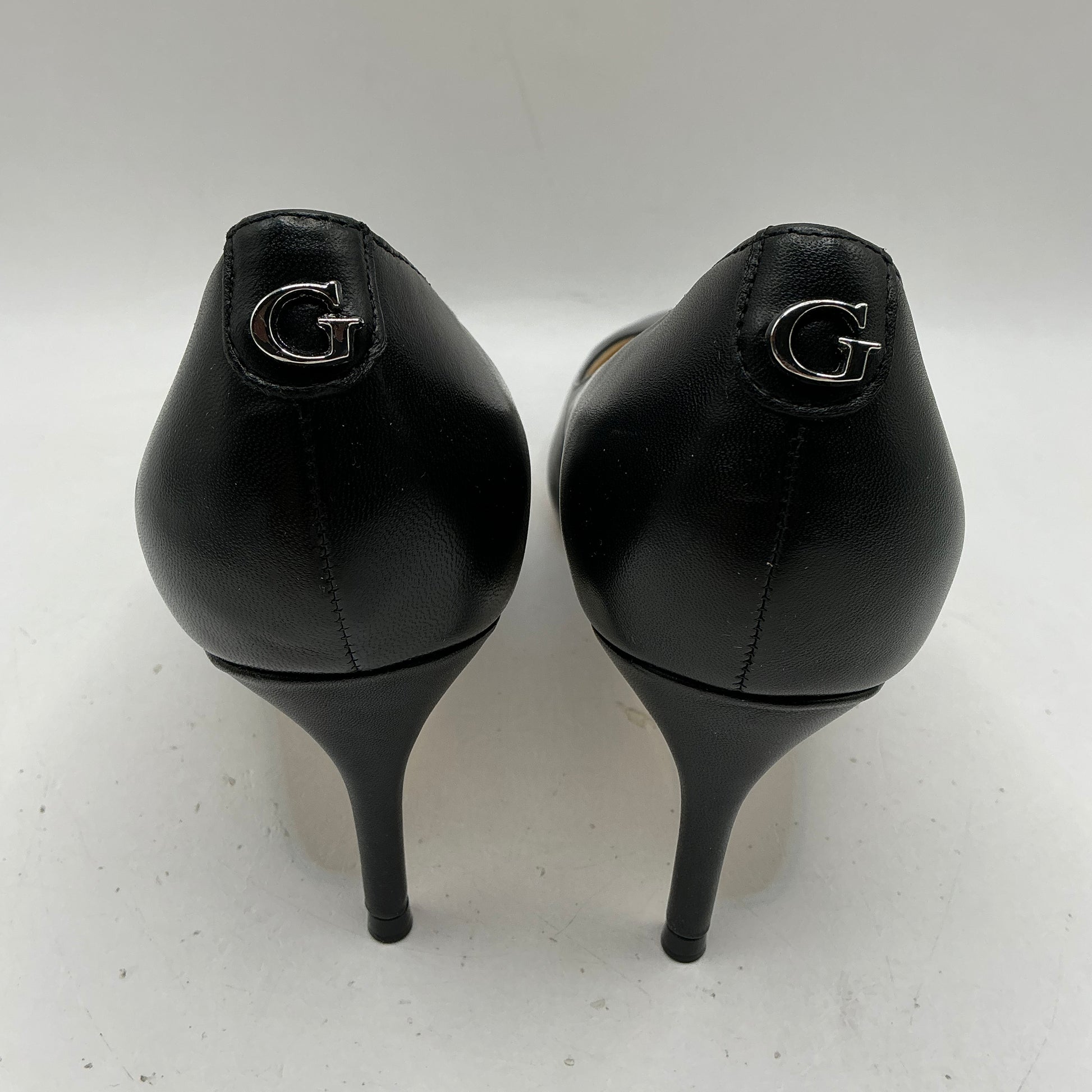 Guess black leather court shoes stilettos