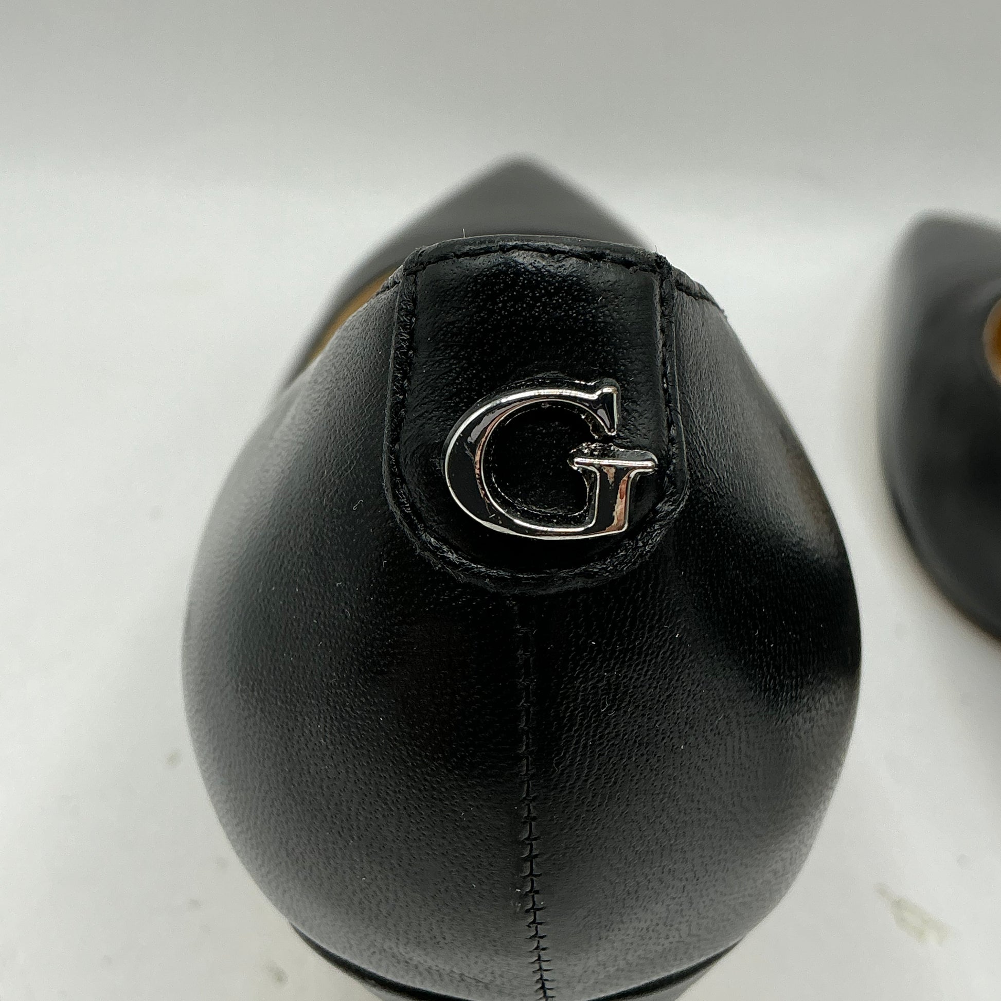 Guess black leather court shoes stilettos