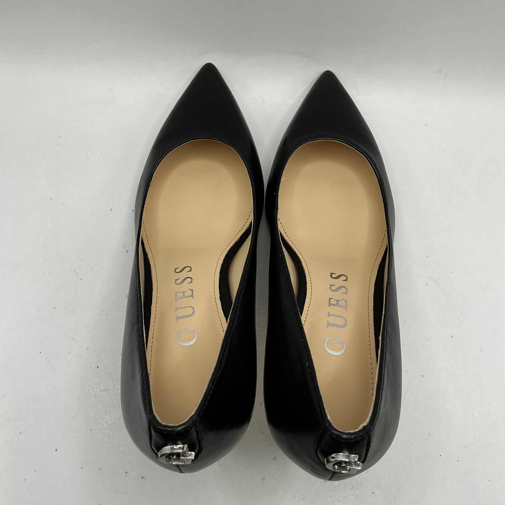 Guess black leather court shoes stilettos