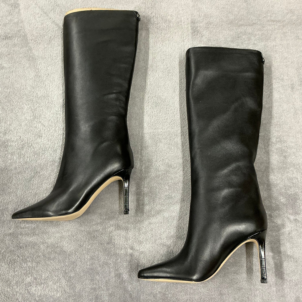 Guess black leather knee boots