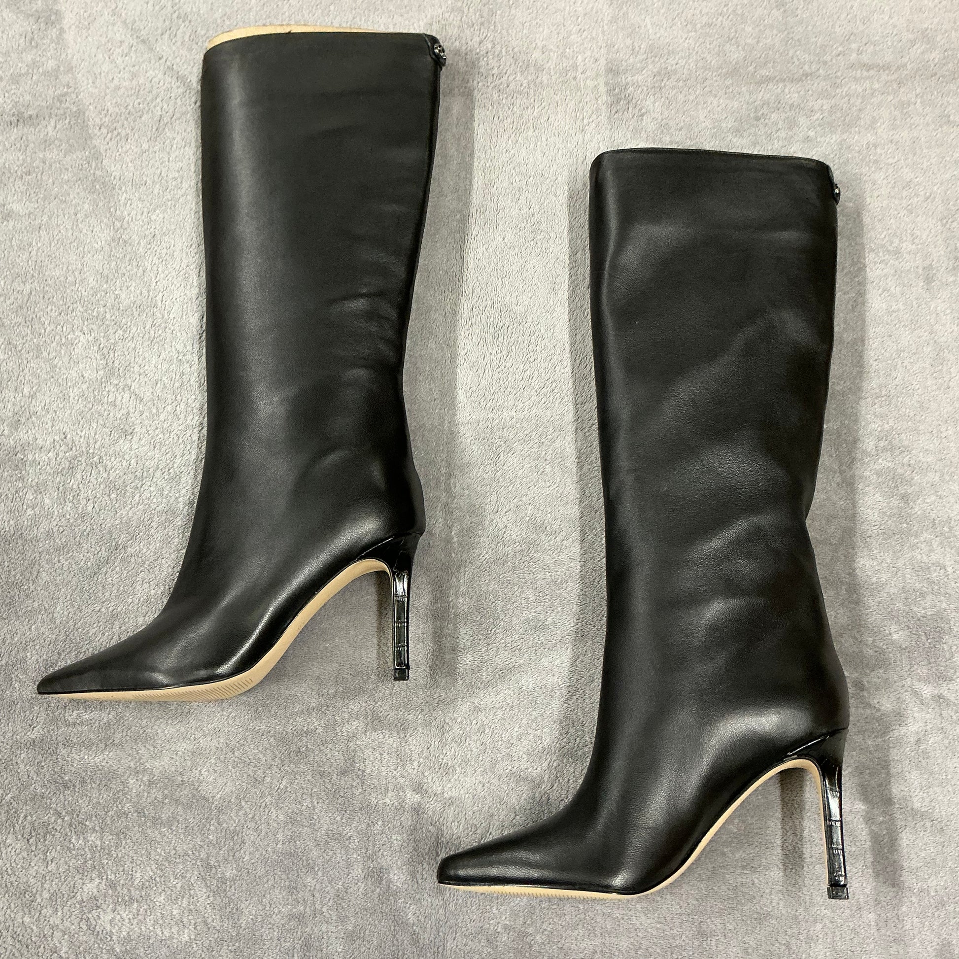 Guess black leather knee boots