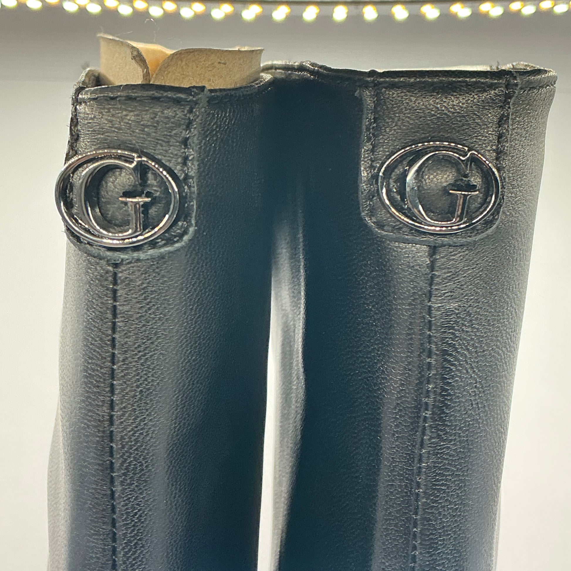 Guess black leather knee boots